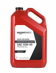 AmazonBasics High Mileage Motor Oil - Synthetic Blend - 10W-40-5 Quart