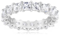 Platinum-Plated Sterling Silver Princess Cut All-Around Band Ring made with Swarovski Zirconia (7.5 cttw), Size 7