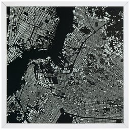 Amazon Brand – Rivet Modern Black and White Map of New York City, White Frame, 12