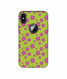 Amazon Brand - Solimo Designer Pink Flower Patterns 3D Printed Hard Back Case Mobile Cover for Apple iPhone X (Logo Cut)