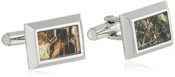 Men's Stainless Steel with Light Brown Camouflage Accent Cuff Link