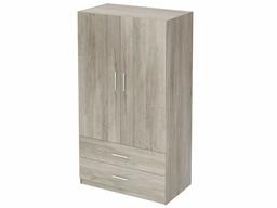 Amazon Brand - Movian Inari Modern 2-Door 2-Drawer Wardrobe, 100 x 57 x 180 cm, Light Brown Oak-Effect