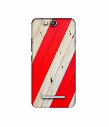 Amazon Brand - Solimo Designer Red and Cream Color Wood 3D Printed Hard Back Case Mobile Cover for Micromax Canvas Juice 3 Q392