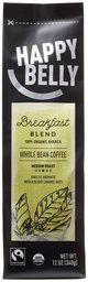 Amazon Brand - Happy Belly Breakfast Blend Organic Fairtrade Coffee, Medium Roast, Whole Bean, 12 ounce