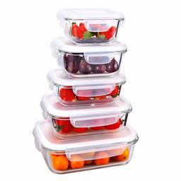 Umi. by Amazon 5 Piece Glass Container Food Storage Set with Lids