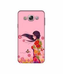 Amazon Brand - Solimo Designer Lady Vector Pattern 3D Printed Hard Back Case Mobile Cover for Samsung Galaxy E5