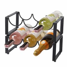 UMI. by Amazon Metal Wine Rack Free Standing, 2 Tier 6 Bottles Wine Storage Holder Racks for Home Bar