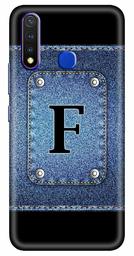 Amazon Brand - Solimo Designer Button Jeans Alphabet-F 3D Printed Hard Back Case Mobile Cover for Vivo Y19 / Vivo U20