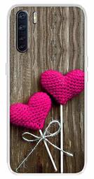 Amazon Brand - Solimo Designer Multicolor Heart Wooden Design Printed Soft Back Case Mobile Cover for Oppo F15