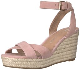 206 Collective Amazon Brand Women's Campbell Espadrille Dress Wedge-High Sandal, Rose Suede, 12 B US