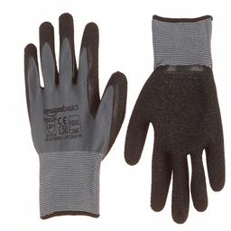 AmazonBasics Gants de travail enduits de latex Doublure en fibre de nylon Gris Taille 10 XL 6 paires