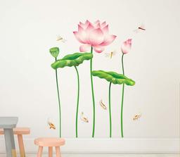 Amazon Brand - Solimo Wall Sticker for Living Room (Bloom Like a Lotus, Ideal Size on Wall - 120 cm x 135 cm)