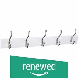 (Renewed) AmazonBasics Wall-Mounted Hook/Hanger/Coat Rack, White