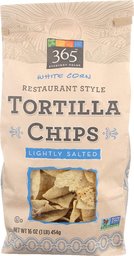 365 Everyday Value, White Corn Restaurant Style Tortilla Chips, Lightly Salted, 16 Ounce