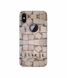 Amazon Brand - Solimo Designer Like On Wooden Block 3D Printed Hard Back Case Mobile Cover for Apple iPhone Xs Max (Logo Cut)