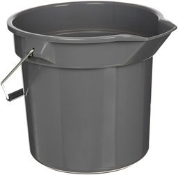 AmazonBasics 14 Quart Plastic Cleaning Bucket with Handle, Grey, 6-Pack