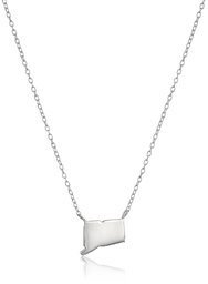 Sterling Silver Stationed Mini State Connecticut Pendant Necklace, 16