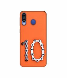 Amazon Brand - Solimo Designer Number Ten 3D Printed Hard Back Case Mobile Cover for Samsung Galaxy M21