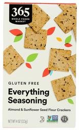 365 by Whole Foods Market, Gluten Free Almond & Sunflower Seed Flour Crackers, Everything Seasoning, 4 Ounce