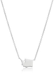 Sterling Silver Stationed Mini State Washington Pendant Necklace, 16