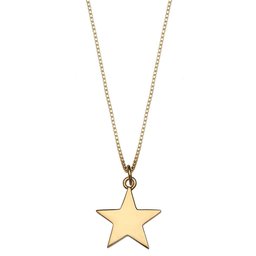 Women's Engravable 14K Gold Plated 925 Sterling Silver 15MM Polished Star I.D. Charm on 18