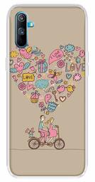 Amazon Brand - Solimo Designer Multicolor Happy Love Brown Pattern Printed Soft Back Case Mobile Cover for Realme C3