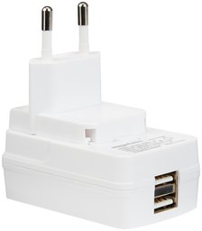 AmazonBasics Dual Port USB Wall Charger, 2.1A - White-EU