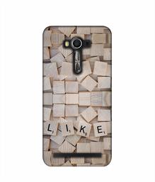 Amazon Brand - Solimo Designer Like On Wooden Block 3D Printed Hard Back Case Mobile Cover for Asus Zenfone 2 Laser ZE550 KL