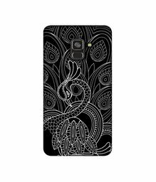 Amazon Brand - Solimo Designer Peacock Feather Pattern 3D Printed Hard Back Case Mobile Cover for Samsung Galaxy A8 Plus