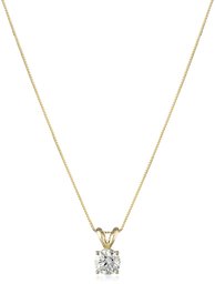 IGI Certified 14k Yellow Gold Lab Created Solitaire Pendant Necklace (3/4cttw, I-J Color, SI1-SI2 Clarity), 18