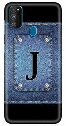 Amazon Brand - Solimo Designer Button Jeans Alphabet-J 3D Printed Hard Back Case Mobile Cover for Samsung Galaxy M21 / M30s