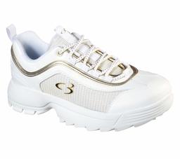 Skechers Concept 3 レディース Beyond Fresh レースアップ ファッションスニーカー, ホワイト/ゴールド, 24.5