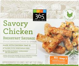 365 Everyday Value, Chicken Breakfast Sausage Link Savory Frozen Step 2, 7 Ounce