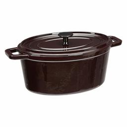 AmazonBasics Z4715MR Premium Enameled Cast Iron Oval Dutch Oven, 6-Quart, Deep Cranberry