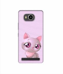 Amazon Brand - Solimo Designer Cute Pink Cat 3D Printed Hard Back Case Mobile Cover for Lenovo A7700