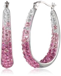 Sterling Silver Pink Ombre Hoop Earrings set with Swarovski Crystals