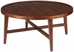 Amazon Brand - Rivet Round Coffee Table with Solid Wood Legs, 80 x 80 x 36cm, MDF with Walnut Veneer/Solid Beech Wood