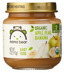 Mama Bear Organic Baby Food, Stage 2, Apple Pear Banana, 4 Ounce Jar