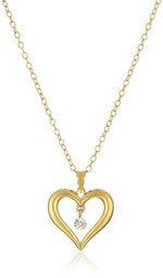 [Find] Amazon Collection K Gold Plated Sterling Silver Diamond Accent Heart Pendant Necklace