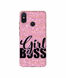 Amazon Brand - Solimo Designer Girl Boss On Pink Sparkle 3D Printed Hard Back Case Mobile Cover for Motorola One Power