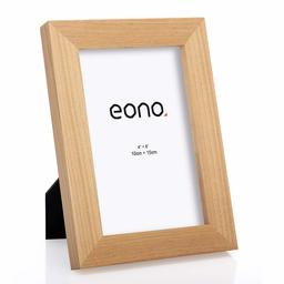 Eono by Amazon - Moldura de fotos de madeira maciça e vidro de alta definição para parede ou mesa 10 x 15 cm natural