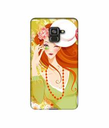 Amazon Brand - Solimo Designer Lady with Hat 3D Printed Hard Back Case Mobile Cover for Samsung Galaxy A8 Plus