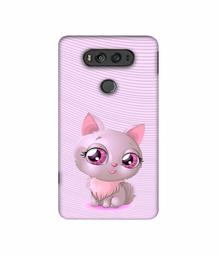 Amazon Brand - Solimo Designer Cute Pink Cat 3D Printed Hard Back Case Mobile Cover for LG V20