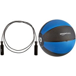 AmazonBasics Jump Rope and 10-Pound Medicine Ball Set