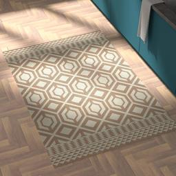 Rivet Modern Lattice-Patterned Rug, 4' x 6', Beige and Cream