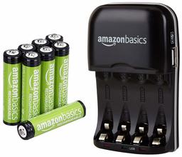 AmazonBasics AAA Rechargeable Batteries (8-Pack) and Ni-MH AA & AAA Battery Charger With USB Port Set