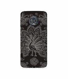 Amazon Brand - Solimo Designer White Peacock Rangoli 3D Printed Hard Back Case Mobile Cover for Motorola Moto G6