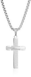 Men's Stainless Steel Padre Nuestro Cross with Bar 24