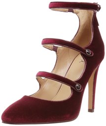 The Fix Women's Maya Pointed-Toe Military-Inspired Strap Pump With Decorative Jewels, Bordeaux, 9.5 B US