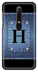 Amazon Brand - Solimo Designer Button Jeans Alphabet-H 3D Printed Hard Back Case Mobile Cover for Nokia 6 (2018)